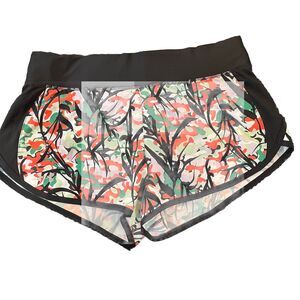 UNDER ARMOUR Women's UA Speed Pocket Graphic Running Shorts Tropical Black Sz L